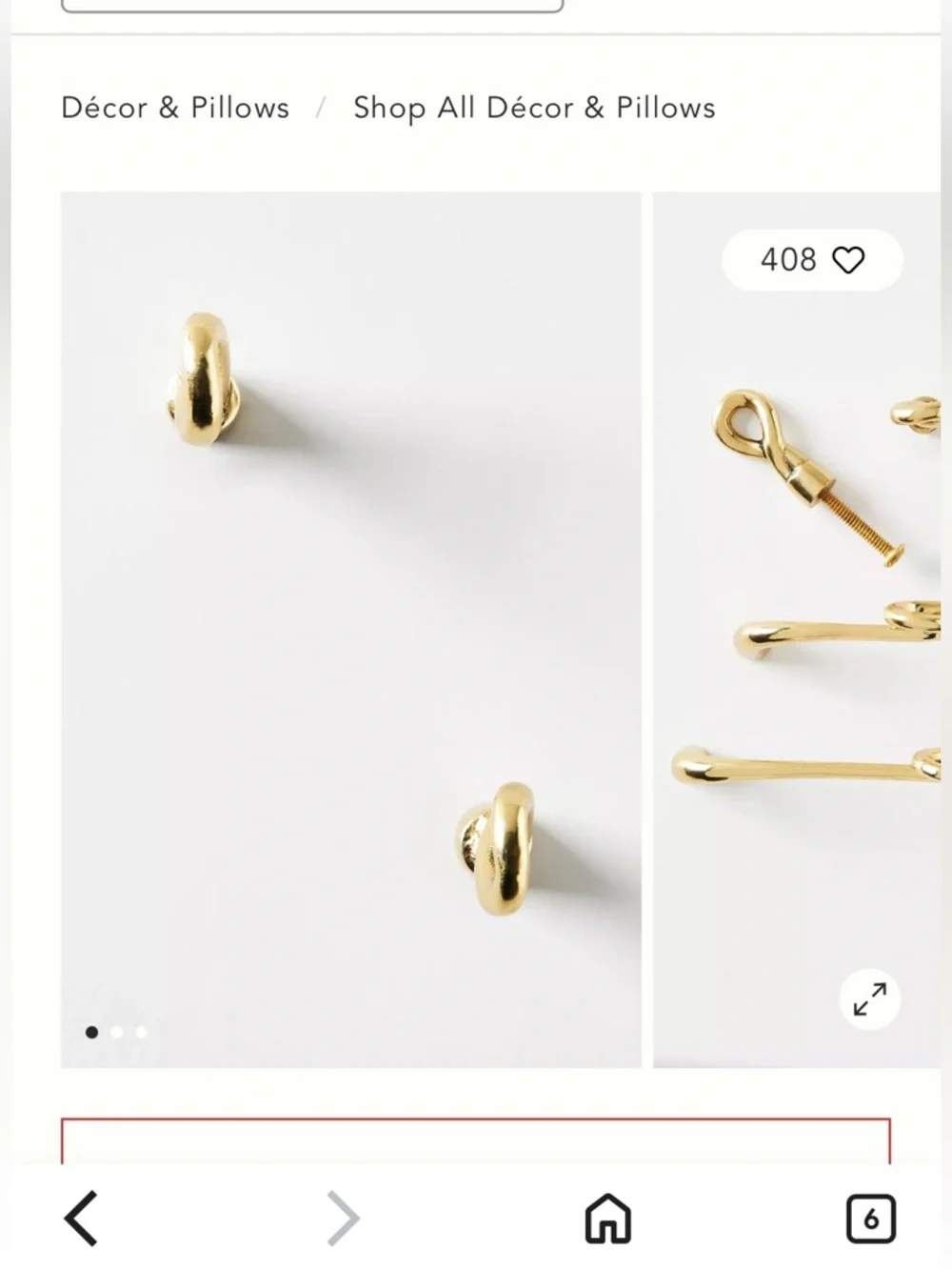 Anthropologie Carina Brass Twist Knobs, Set of 2 NWT sold out - Picture 2 of 8